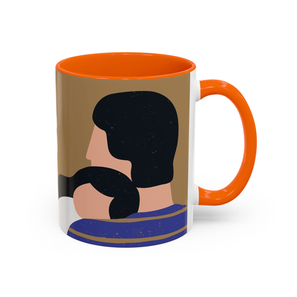 Father's Day Accent Coffee Mug — "Happy Father’s" Illustrated Dad & Child Design (11/15 oz)
