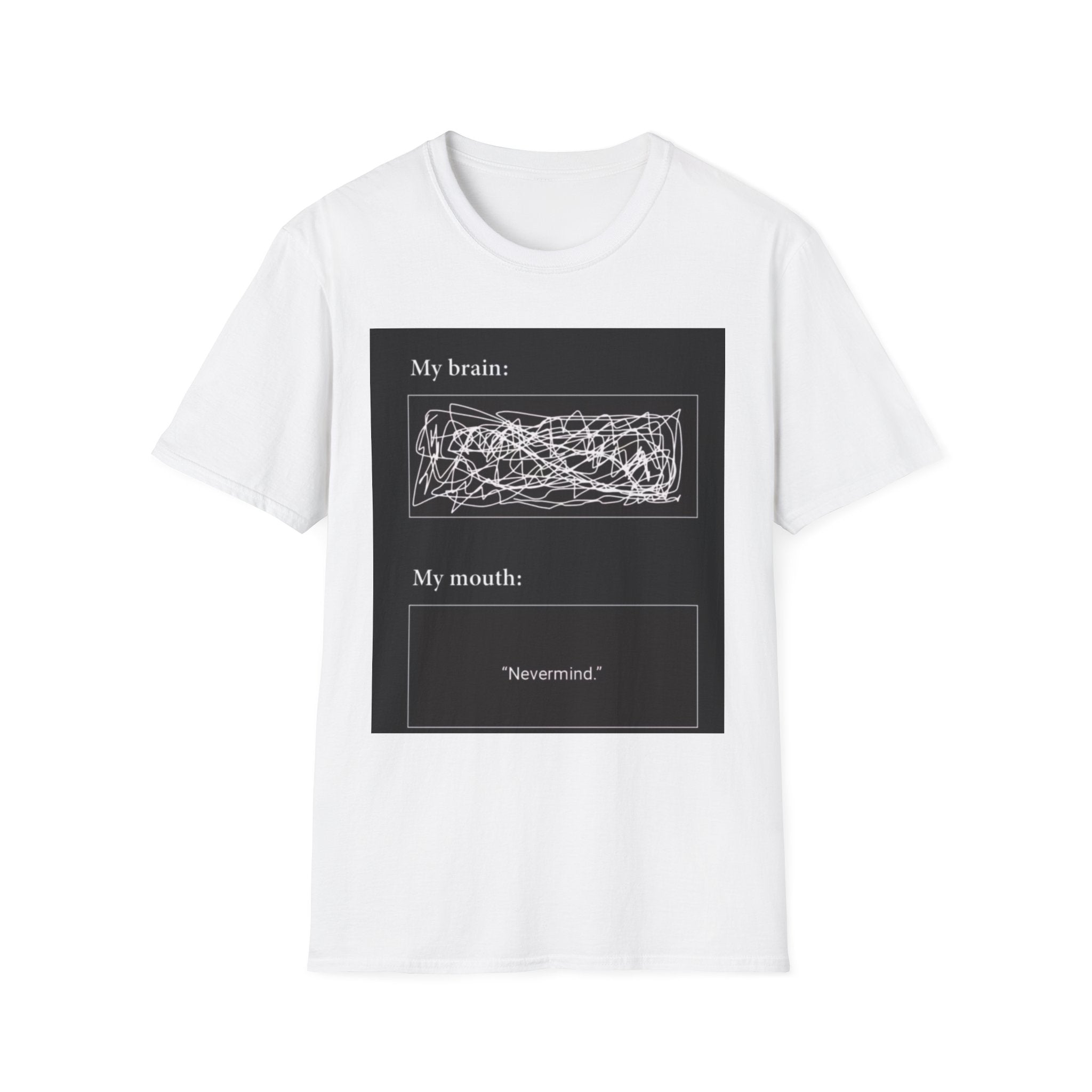 My Brain/My Mouth Graphic Tee — 'My brain:' Scribble Design T-Shirt