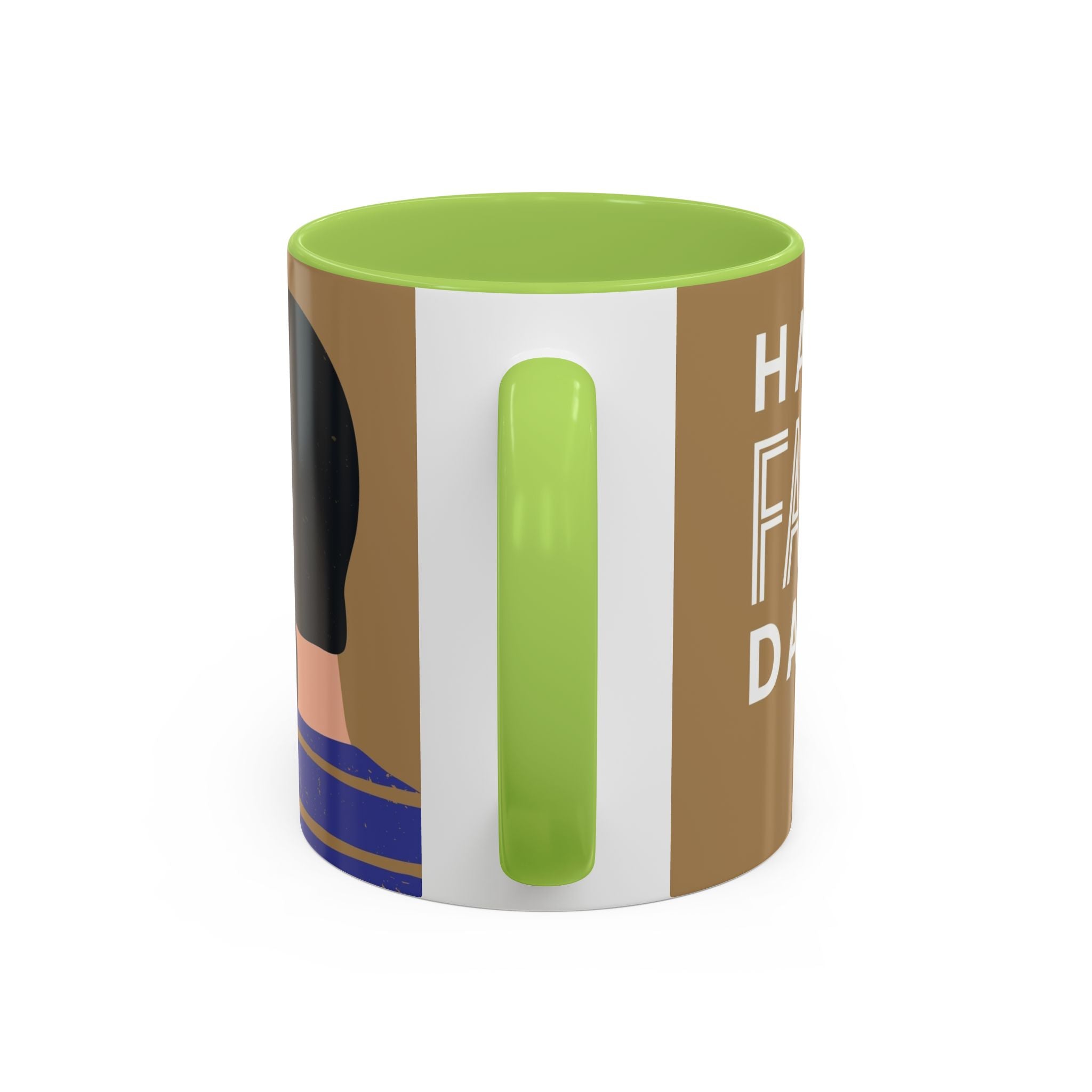Father's Day Accent Coffee Mug — "Happy Father’s" Illustrated Dad & Child Design (11/15 oz)