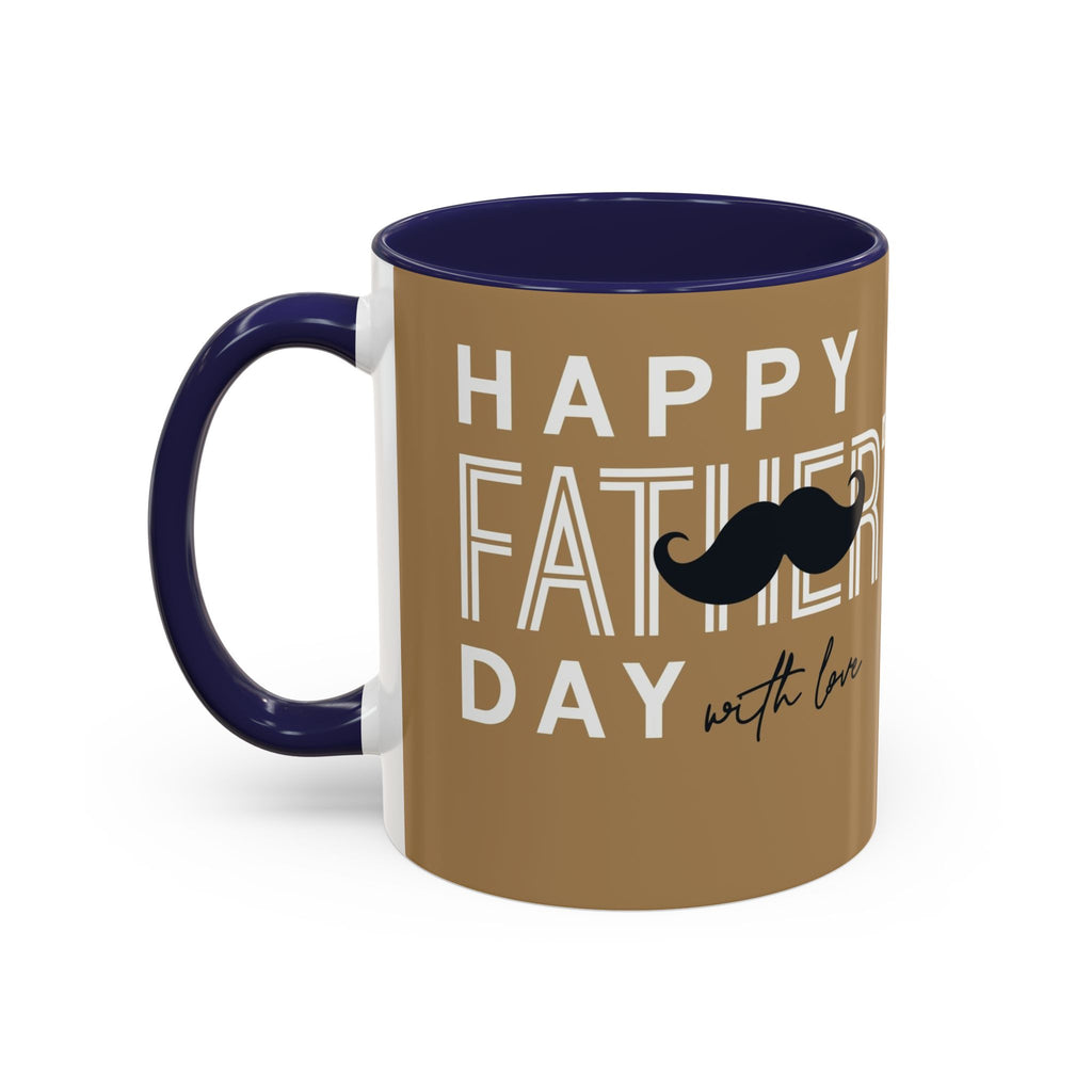 Father's Day Accent Coffee Mug — "Happy Father’s" Illustrated Dad & Child Design (11/15 oz)