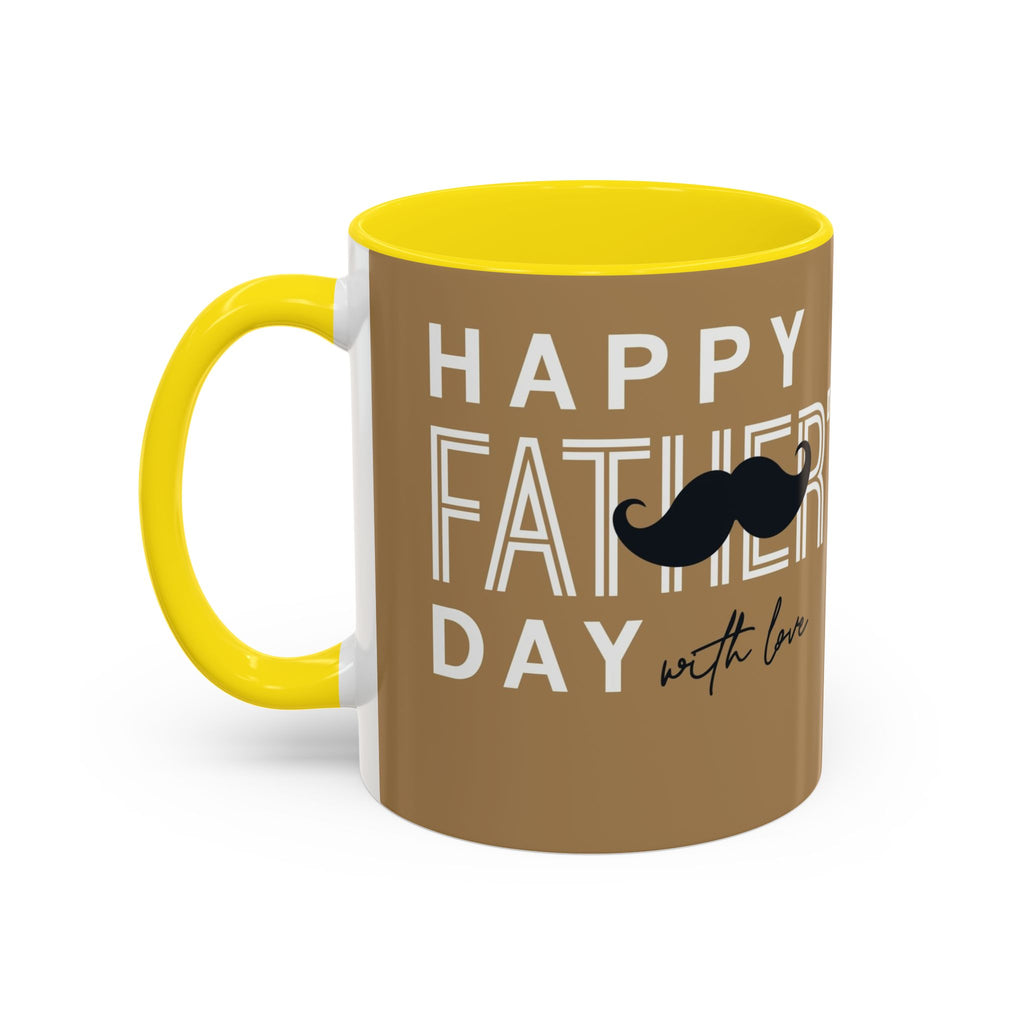 Father's Day Accent Coffee Mug — "Happy Father’s" Illustrated Dad & Child Design (11/15 oz)