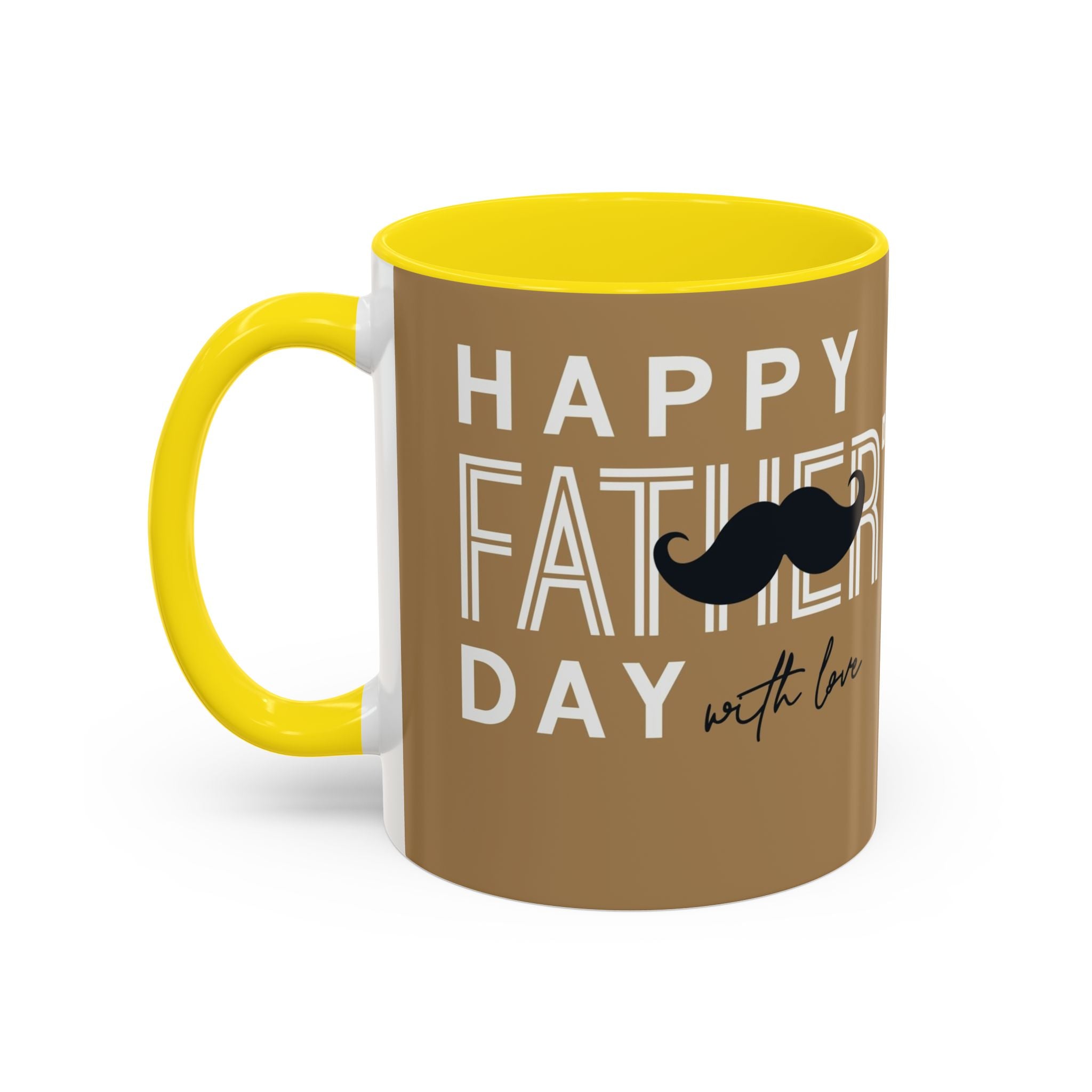 Father's Day Accent Coffee Mug — "Happy Father’s" Illustrated Dad & Child Design (11/15 oz)