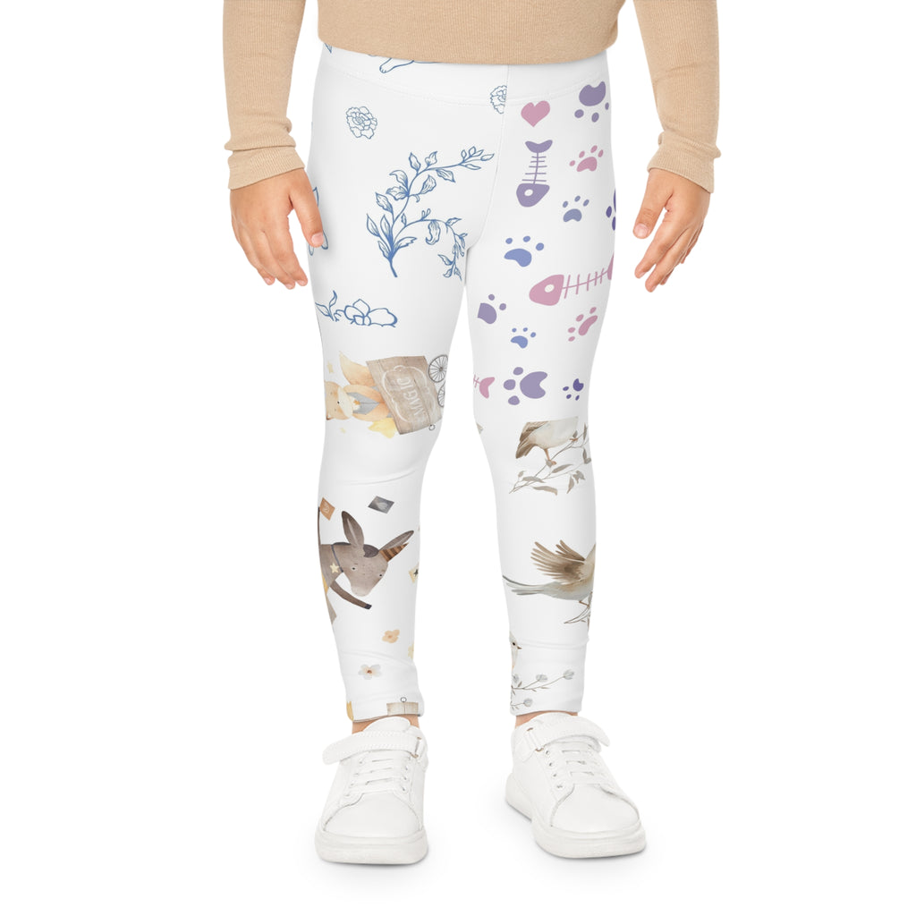 Whimsical Woodland Kids Leggings – Cute Bunny & Fox All-Over Print