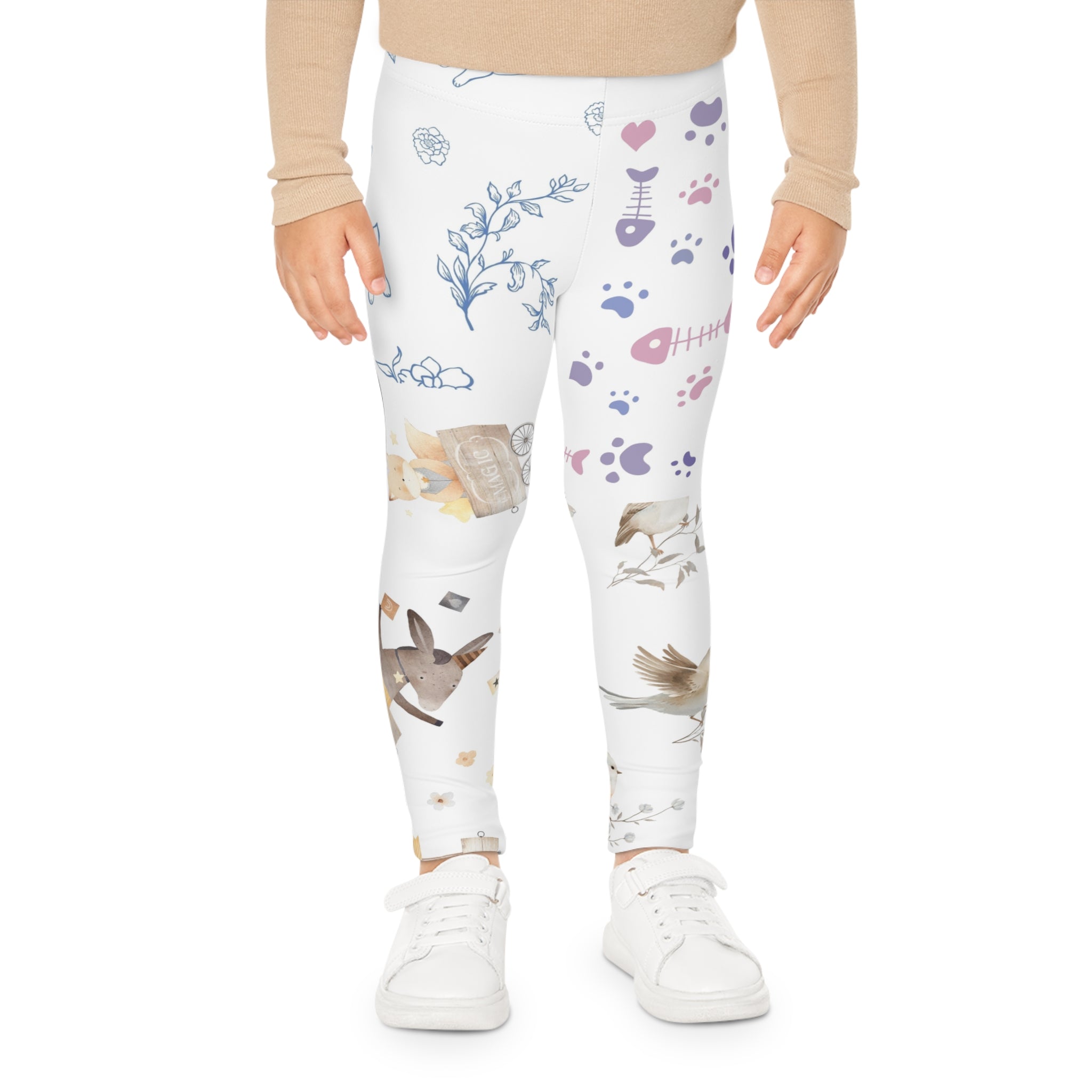 Whimsical Woodland Kids Leggings – Cute Bunny & Fox All-Over Print