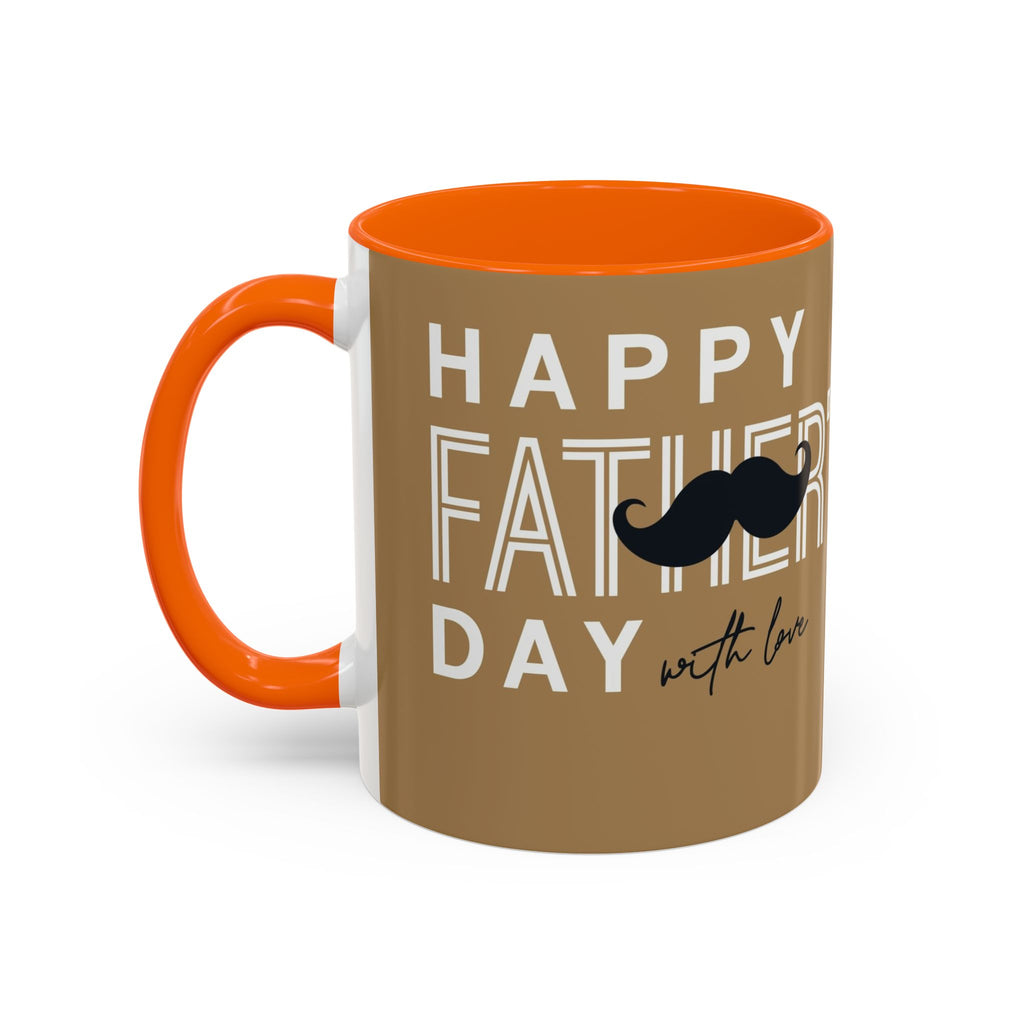 Father's Day Accent Coffee Mug — "Happy Father’s" Illustrated Dad & Child Design (11/15 oz)