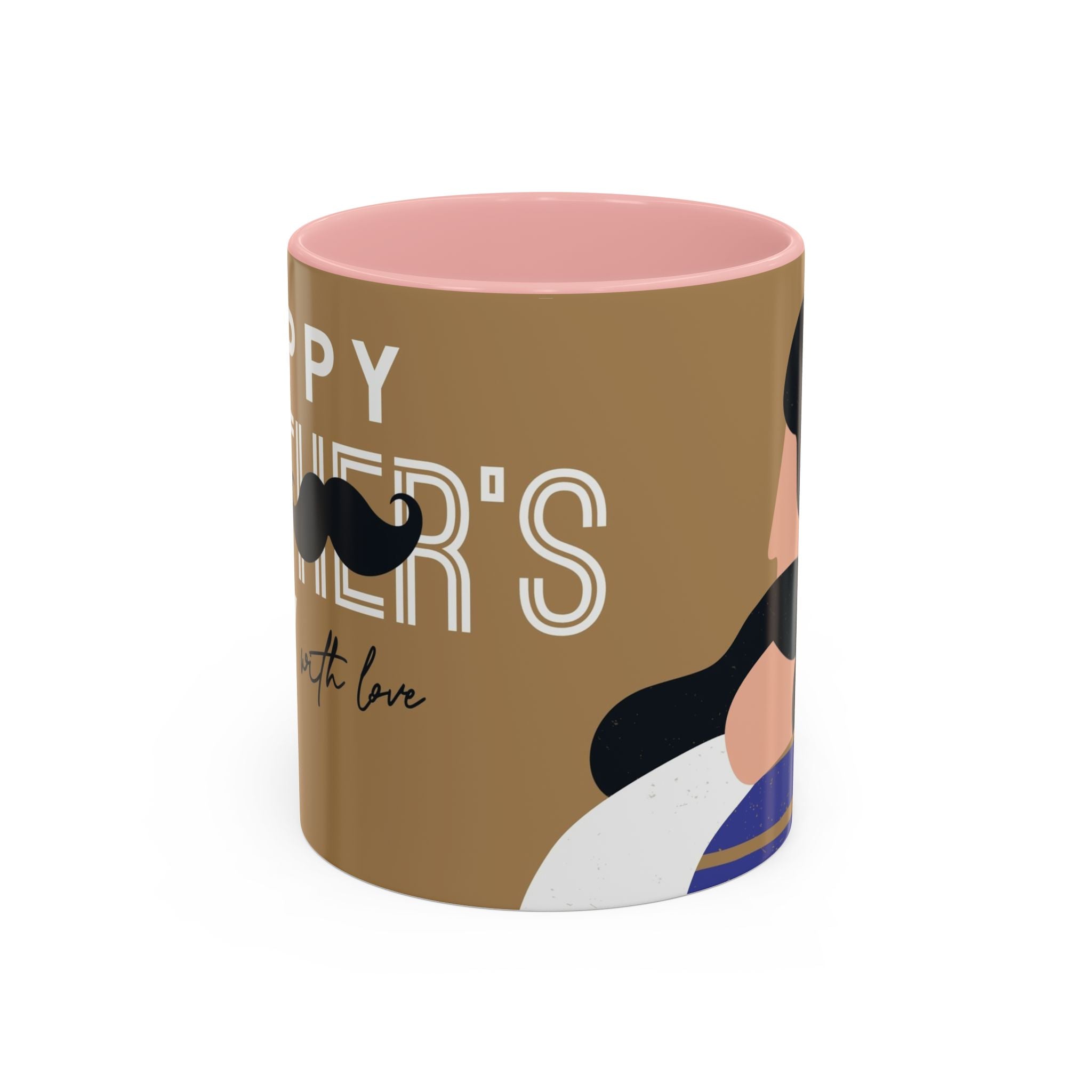 Father's Day Accent Coffee Mug — "Happy Father’s" Illustrated Dad & Child Design (11/15 oz)