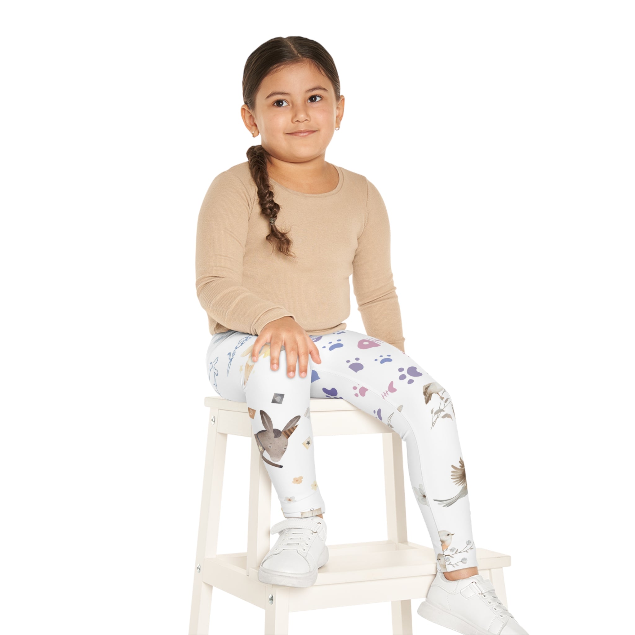 Whimsical Woodland Kids Leggings – Cute Bunny & Fox All-Over Print