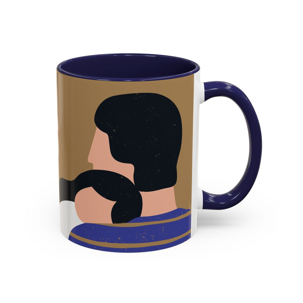 Father's Day Accent Coffee Mug — "Happy Father’s" Illustrated Dad & Child Design (11/15 oz)