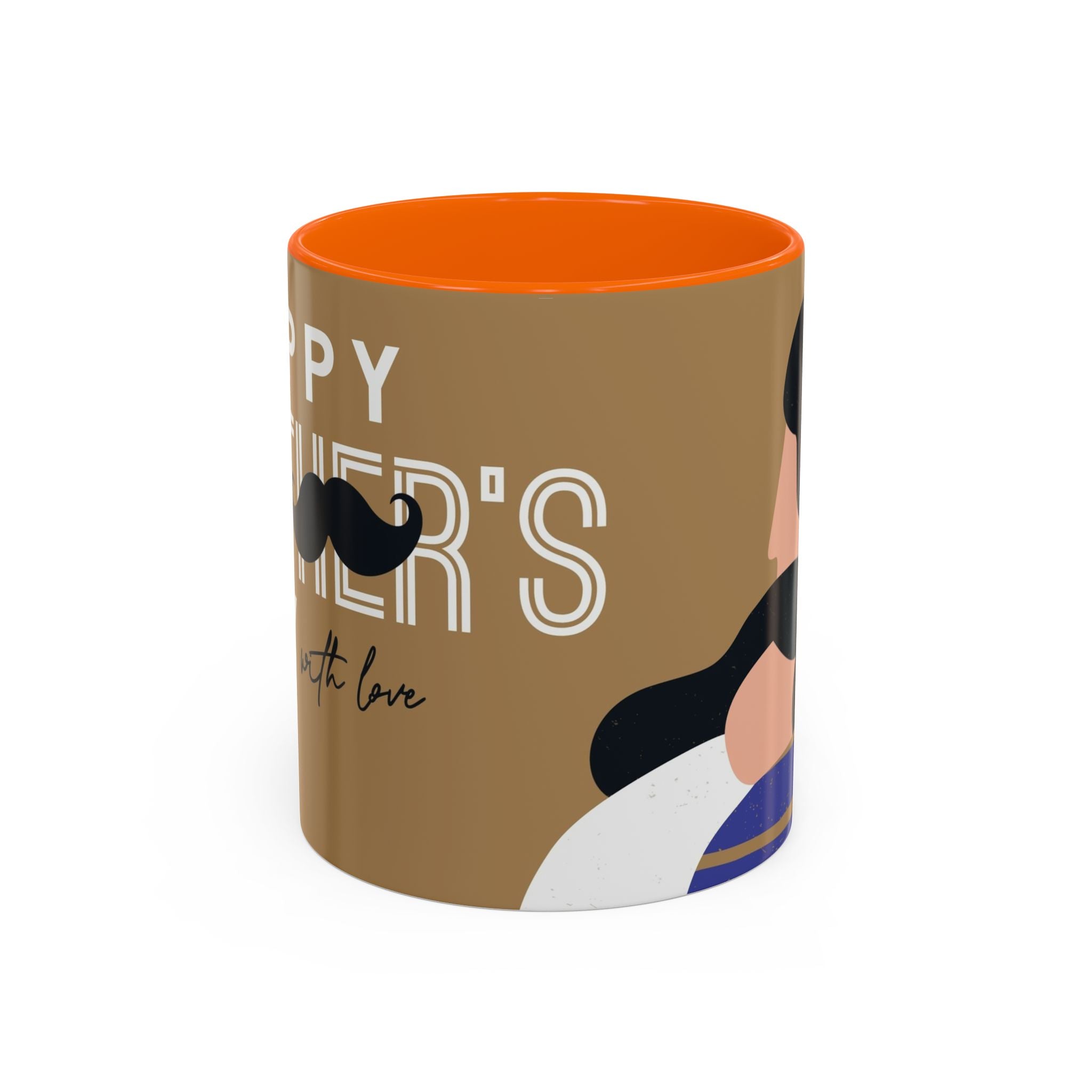 Father's Day Accent Coffee Mug — "Happy Father’s" Illustrated Dad & Child Design (11/15 oz)