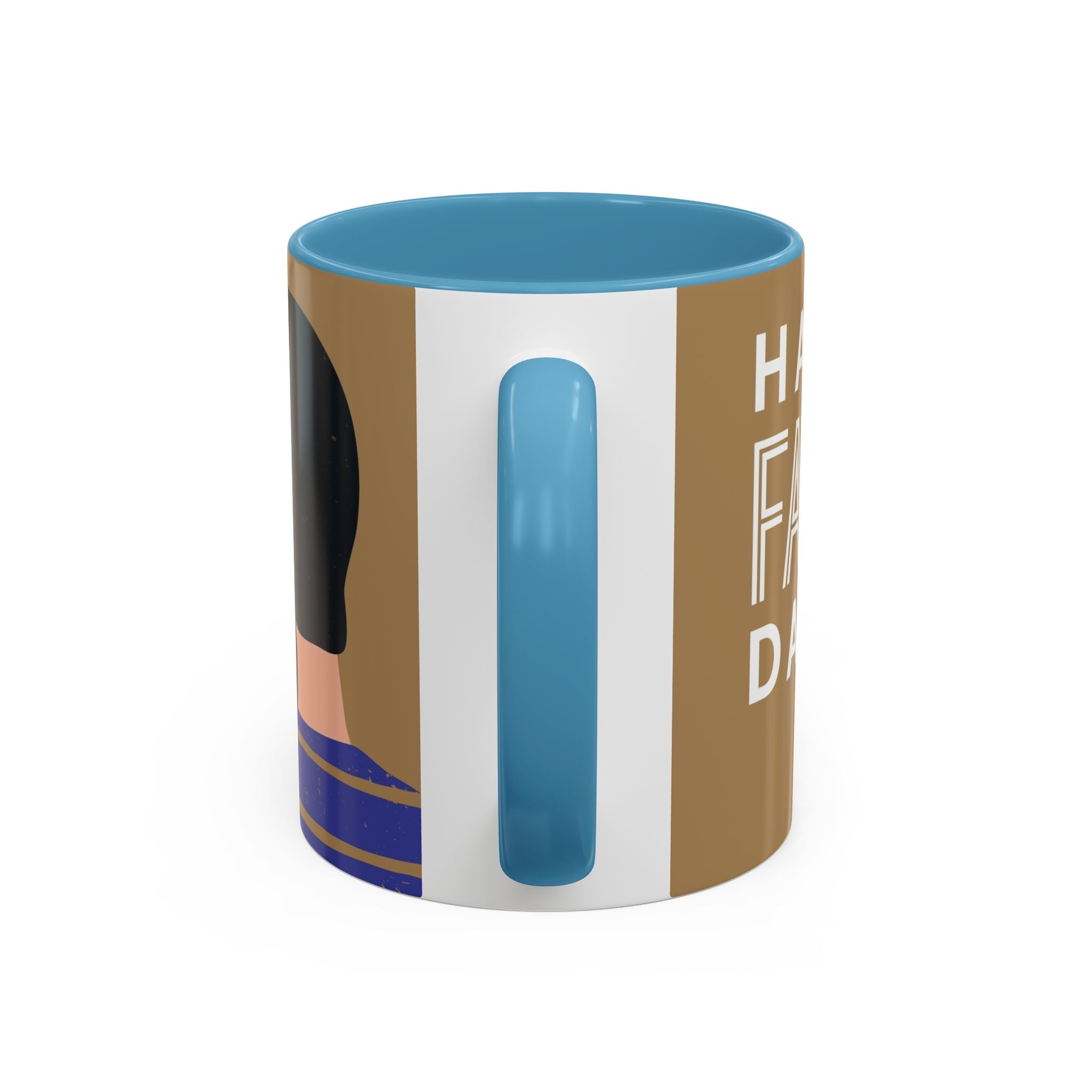 Father's Day Accent Coffee Mug — "Happy Father’s" Illustrated Dad & Child Design (11/15 oz)