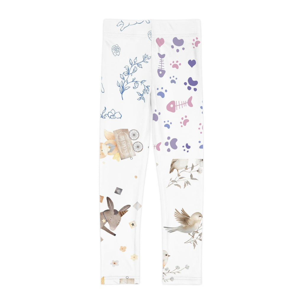 Whimsical Woodland Kids Leggings – Cute Bunny & Fox All-Over Print