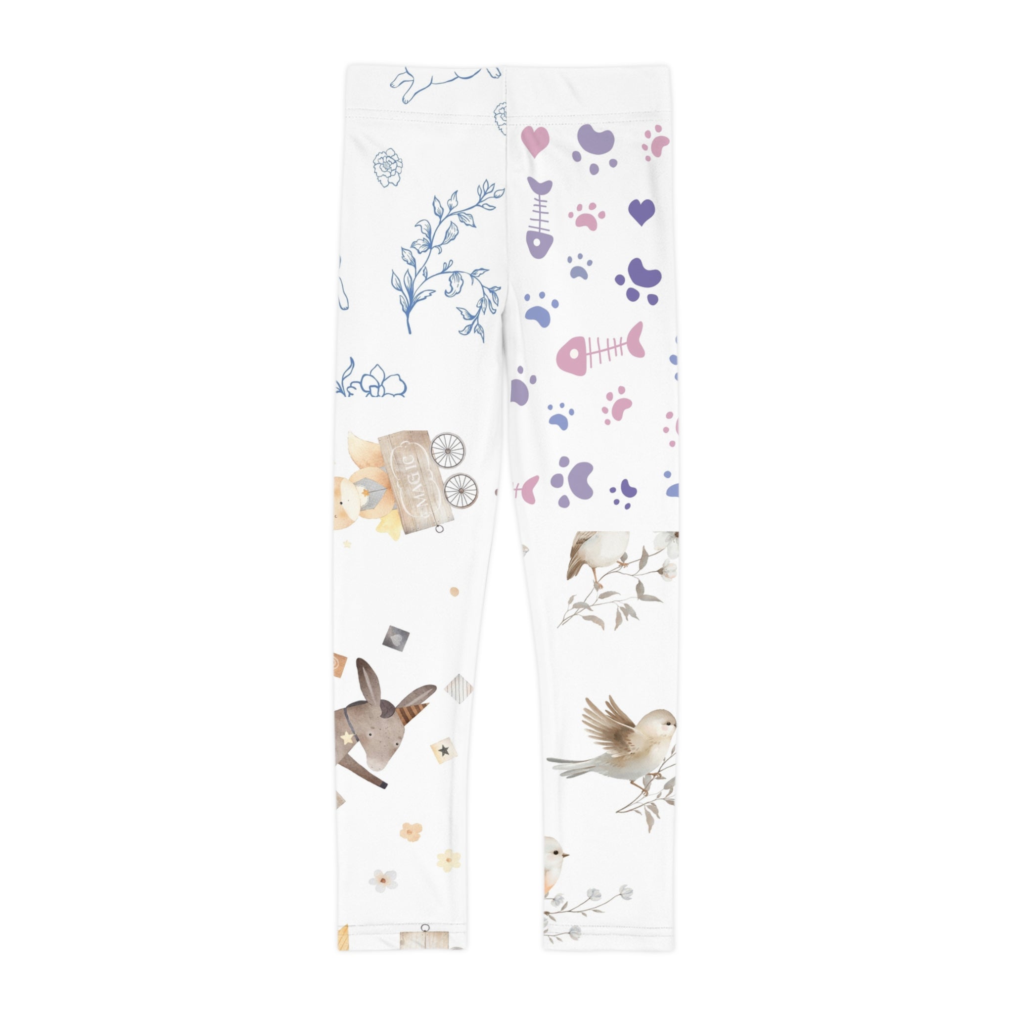 Whimsical Woodland Kids Leggings – Cute Bunny & Fox All-Over Print