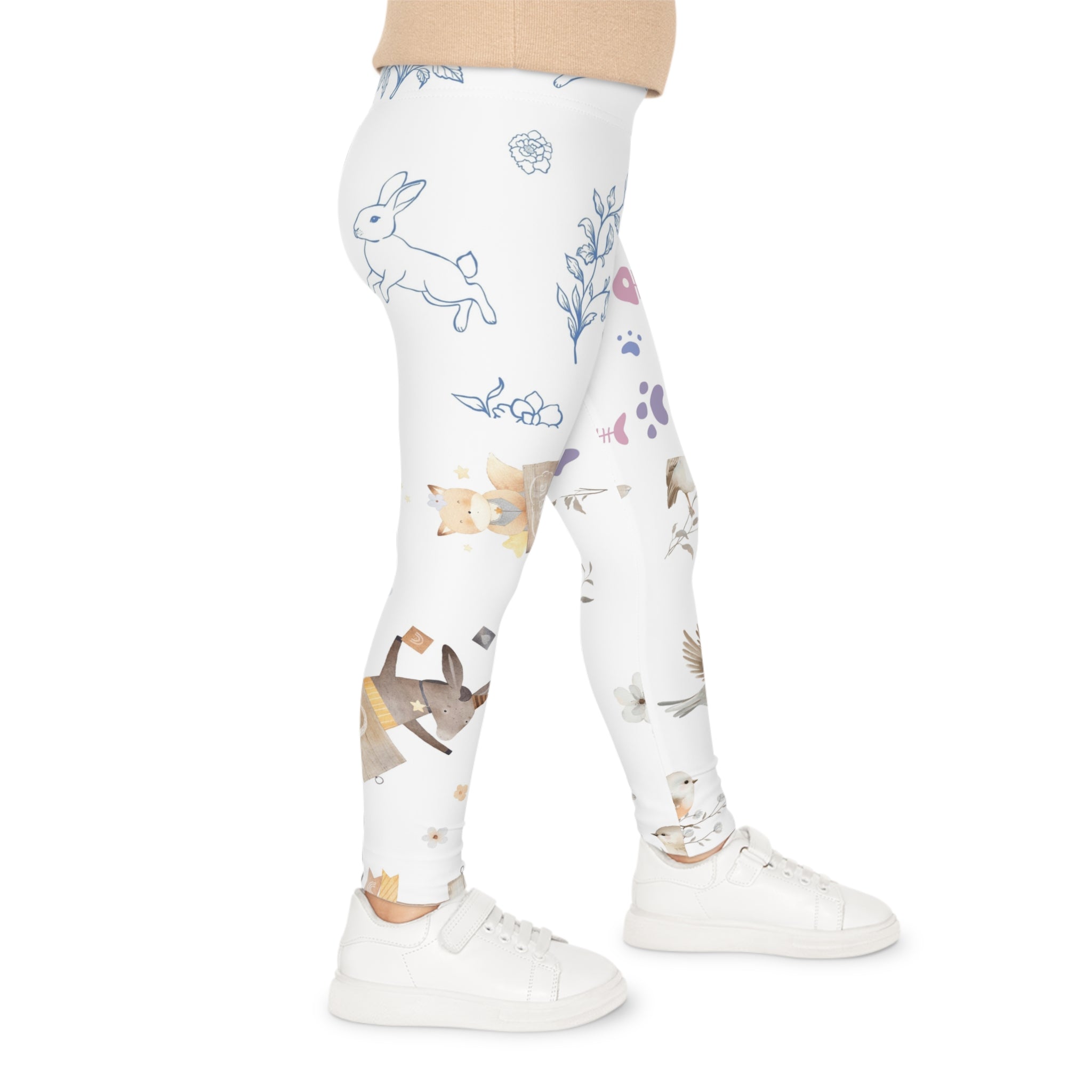 Whimsical Woodland Kids Leggings – Cute Bunny & Fox All-Over Print