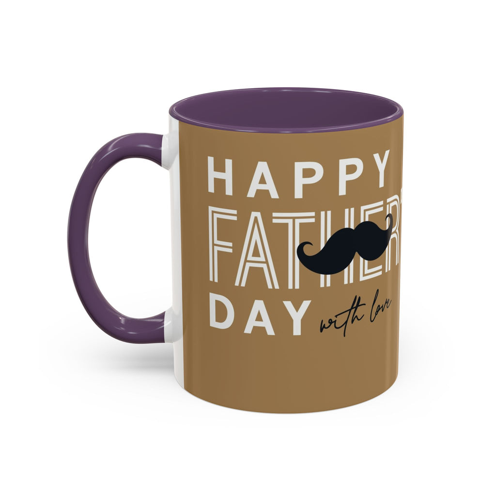 Father's Day Accent Coffee Mug — "Happy Father’s" Illustrated Dad & Child Design (11/15 oz)
