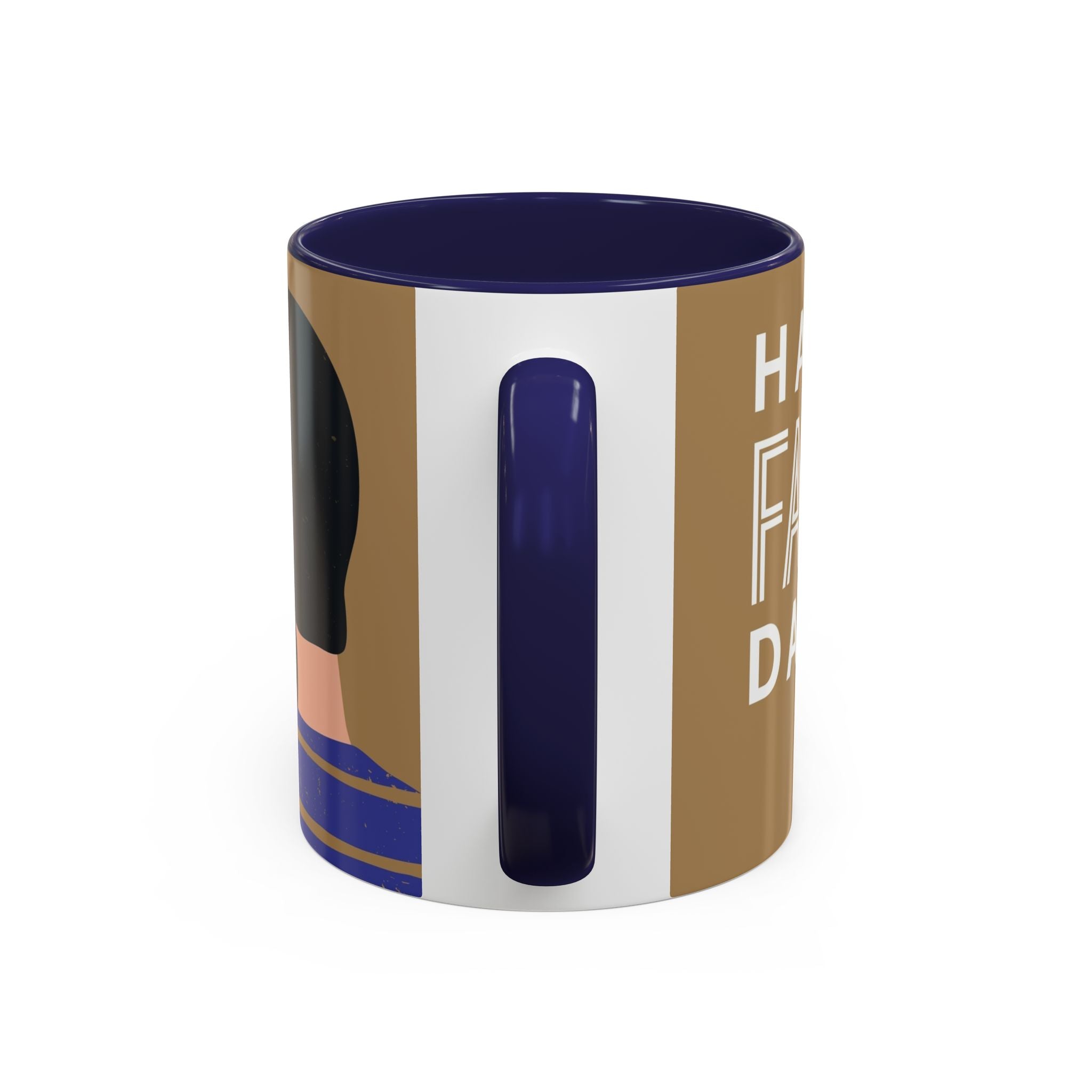 Father's Day Accent Coffee Mug — "Happy Father’s" Illustrated Dad & Child Design (11/15 oz)
