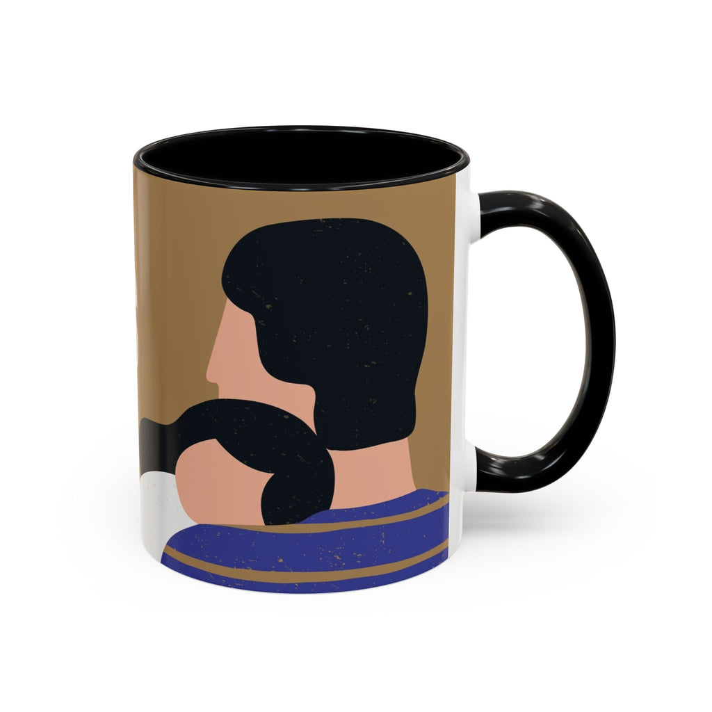 Father's Day Accent Coffee Mug — "Happy Father’s" Illustrated Dad & Child Design (11/15 oz)