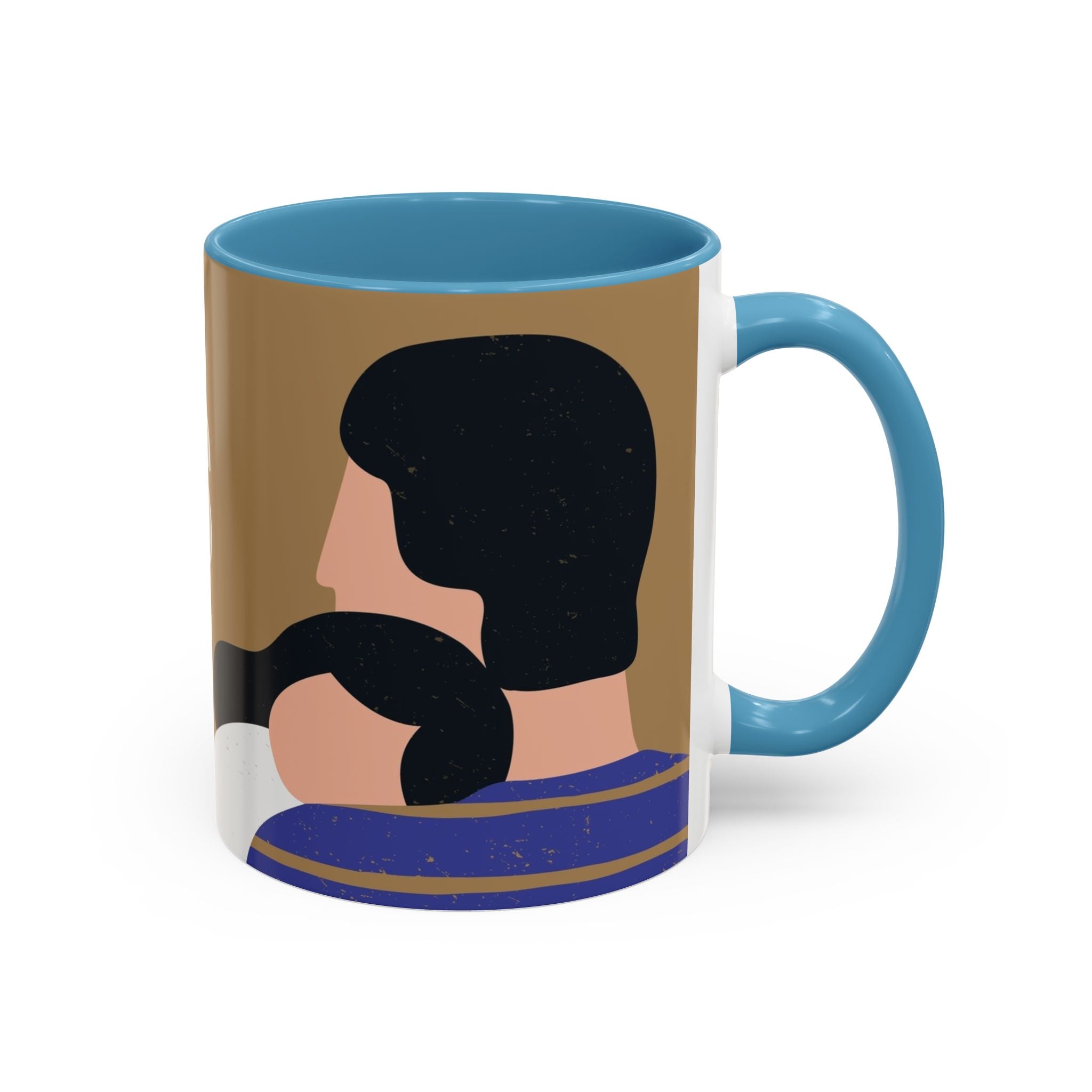Father's Day Accent Coffee Mug — "Happy Father’s" Illustrated Dad & Child Design (11/15 oz)