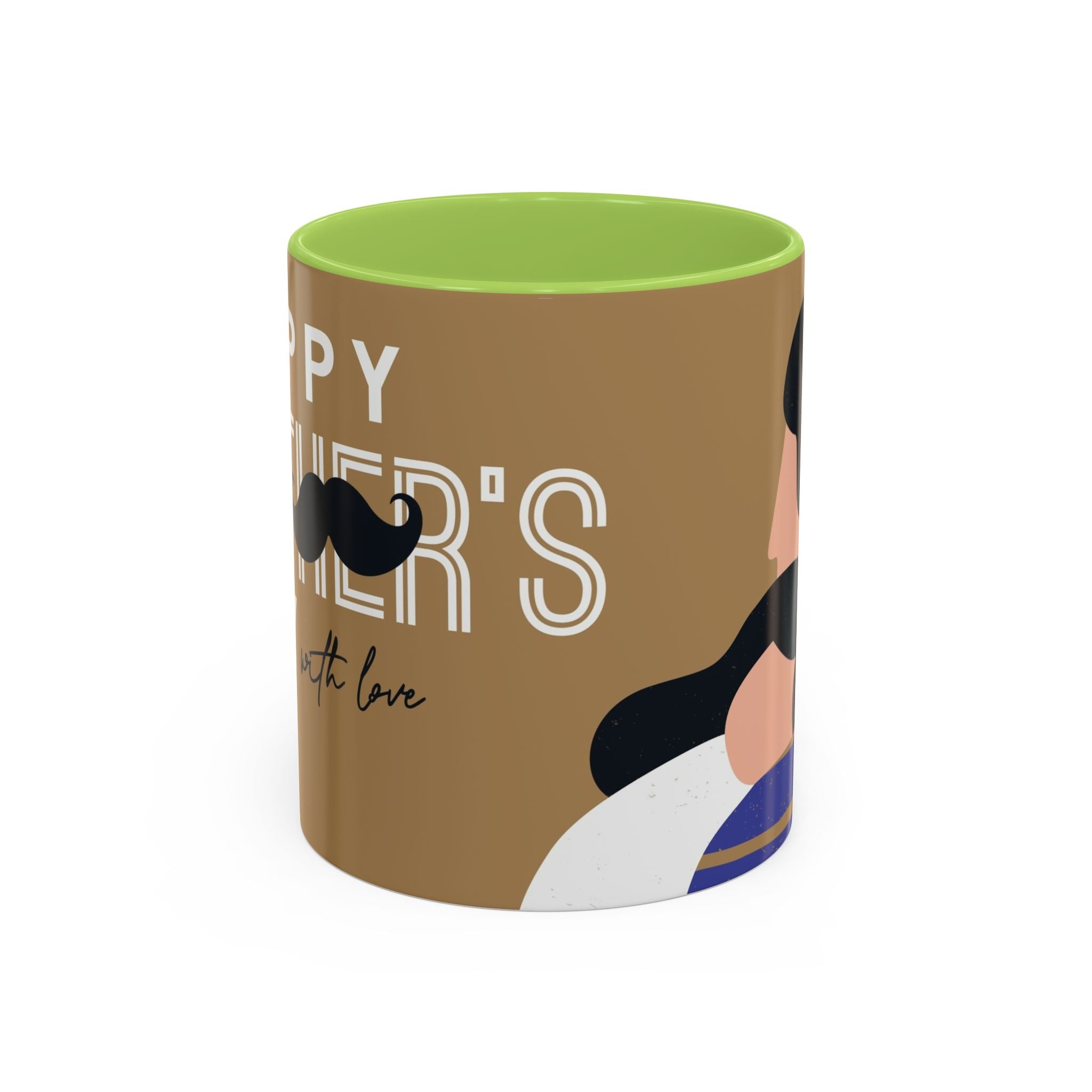 Father's Day Accent Coffee Mug — "Happy Father’s" Illustrated Dad & Child Design (11/15 oz)