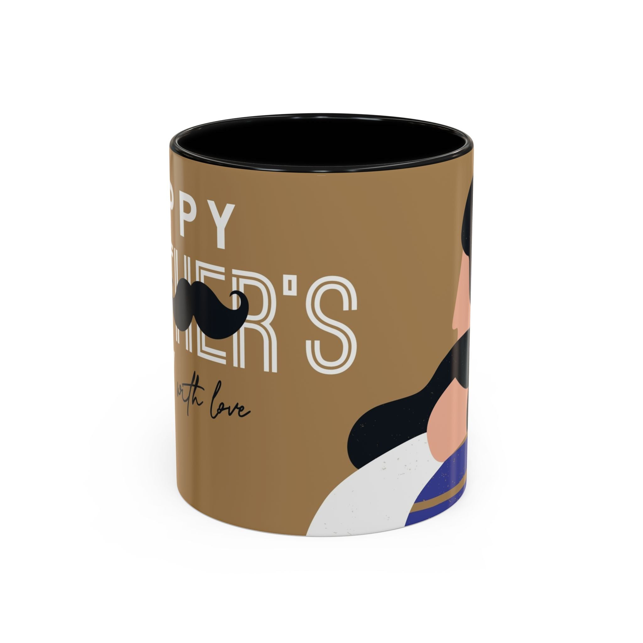Father's Day Accent Coffee Mug — "Happy Father’s" Illustrated Dad & Child Design (11/15 oz)