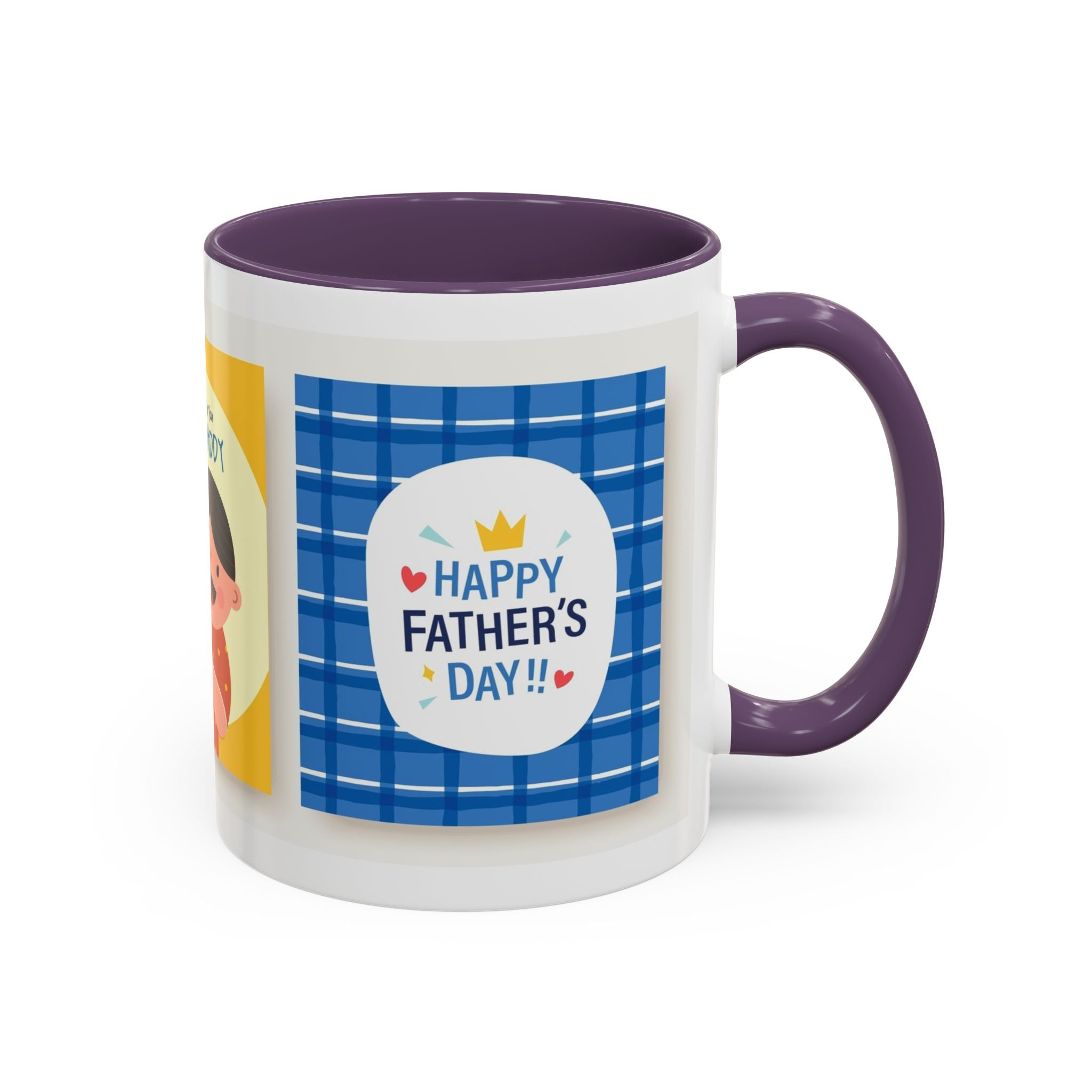 Father's Day Coffee Mug - 'Happy Father's Day' Accent Mug with Kid Illustration
