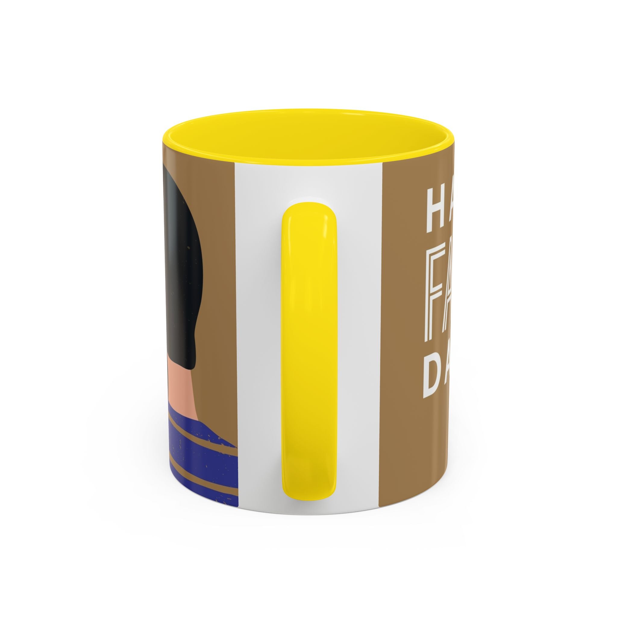 Father's Day Accent Coffee Mug — "Happy Father’s" Illustrated Dad & Child Design (11/15 oz)