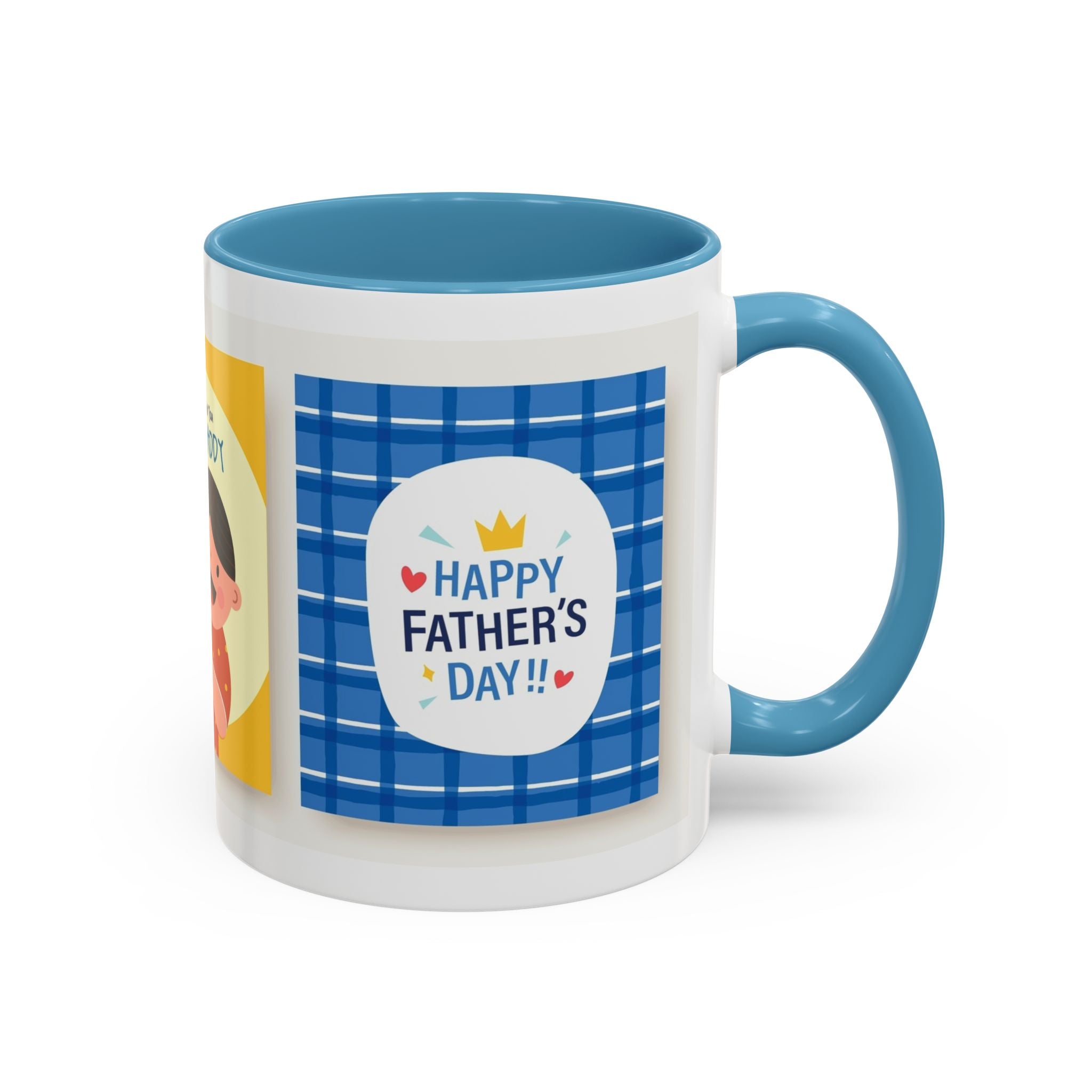 Father's Day Coffee Mug - 'Happy Father's Day' Accent Mug with Kid Illustration