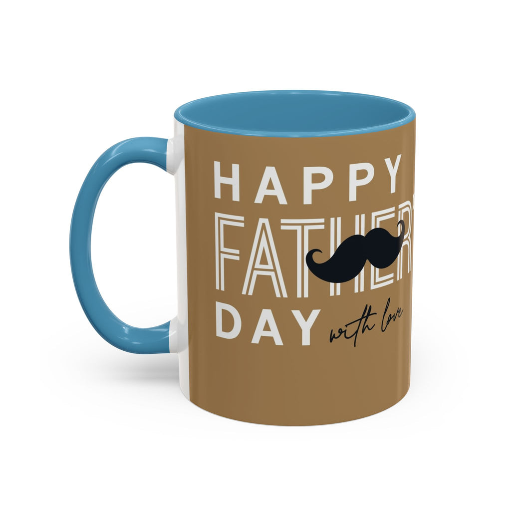 Father's Day Accent Coffee Mug — "Happy Father’s" Illustrated Dad & Child Design (11/15 oz)
