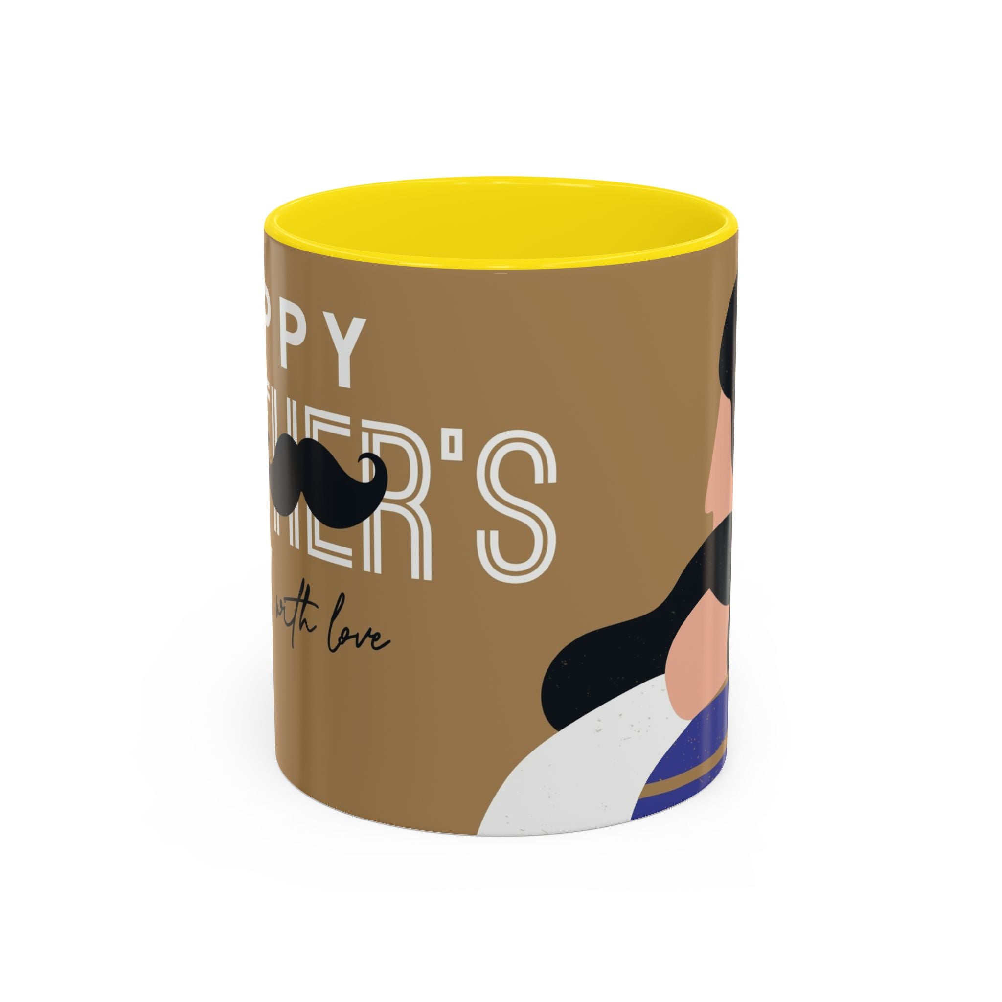Father's Day Accent Coffee Mug — "Happy Father’s" Illustrated Dad & Child Design (11/15 oz)