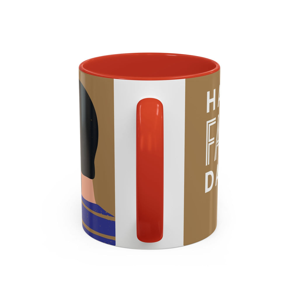 Father's Day Accent Coffee Mug — "Happy Father’s" Illustrated Dad & Child Design (11/15 oz)
