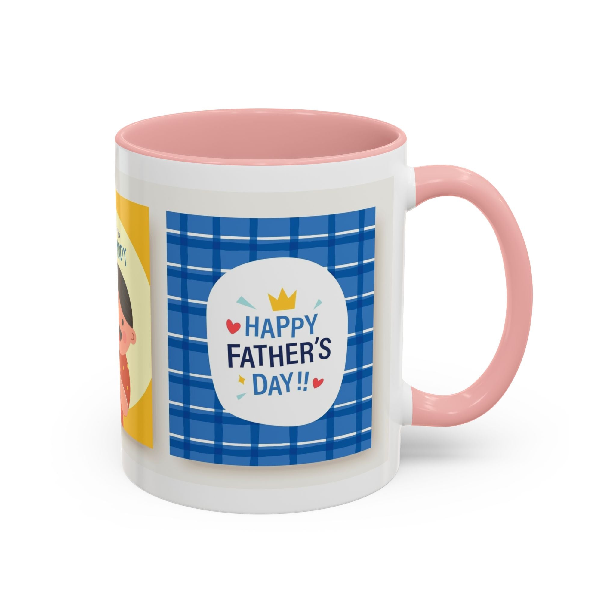 Father's Day Coffee Mug - 'Happy Father's Day' Accent Mug with Kid Illustration