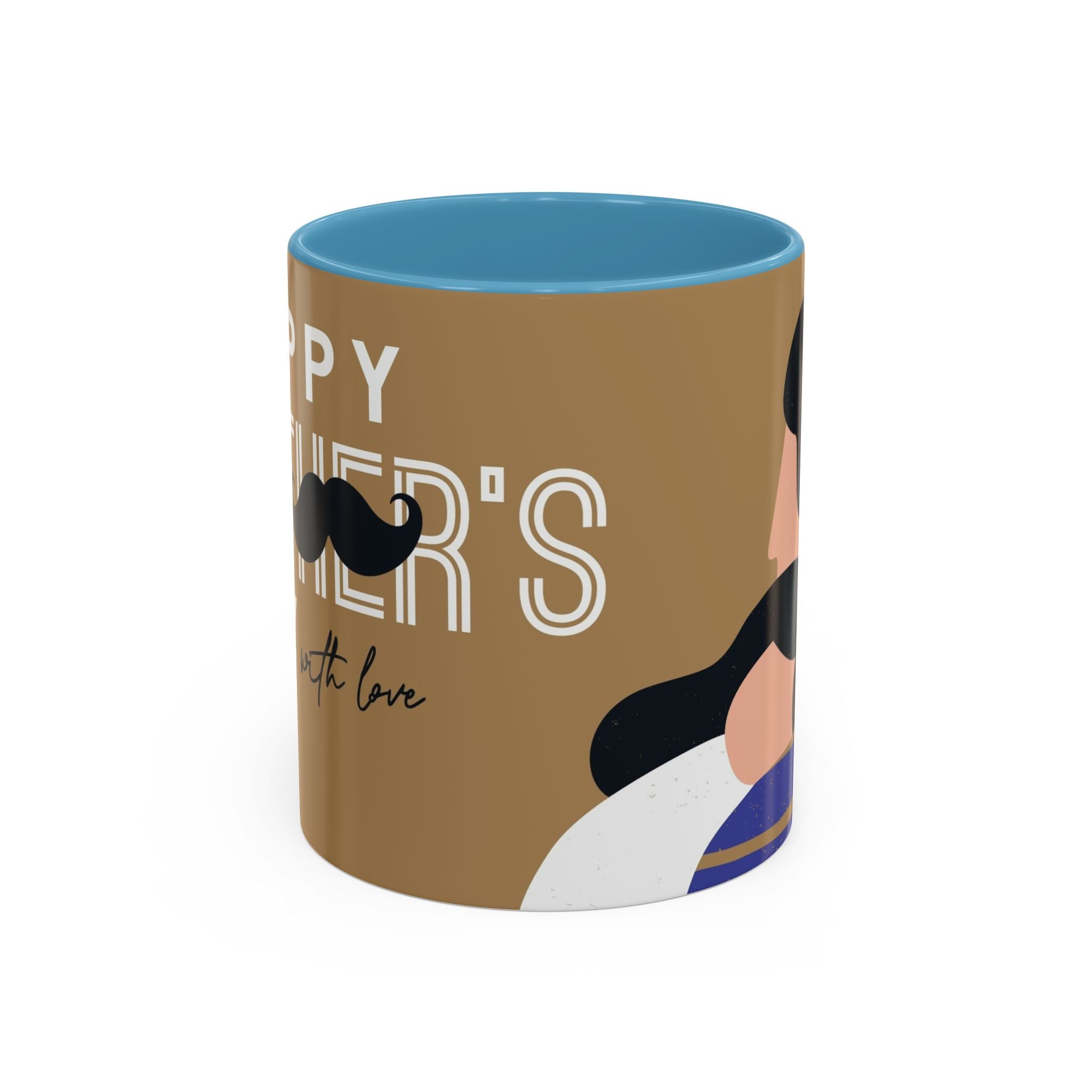 Father's Day Accent Coffee Mug — "Happy Father’s" Illustrated Dad & Child Design (11/15 oz)